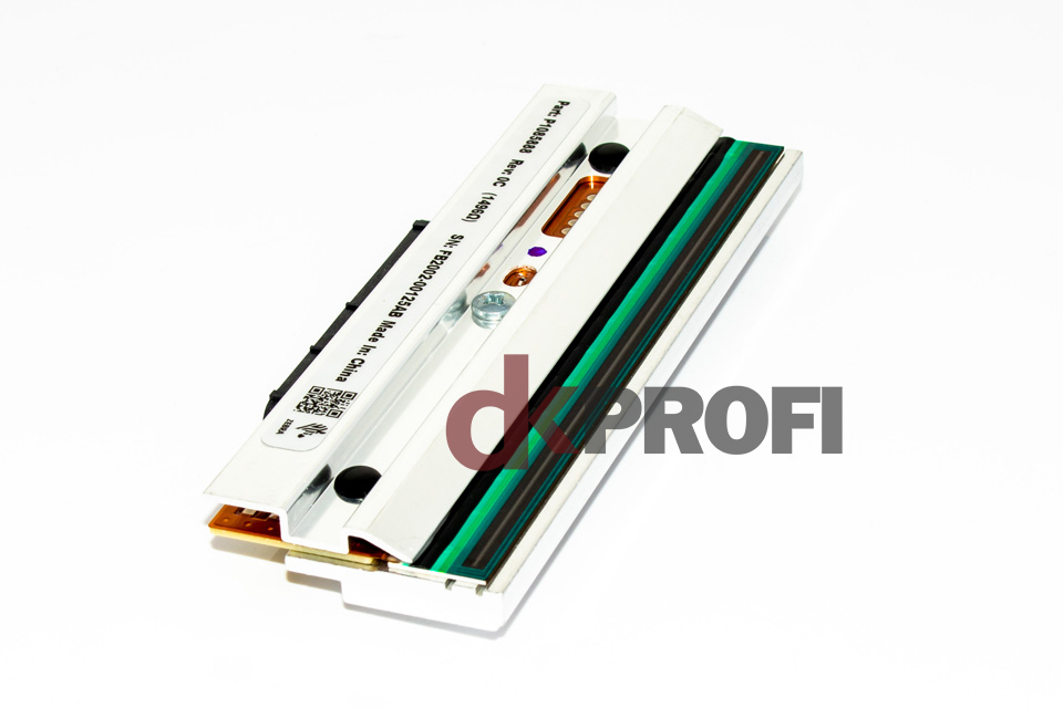 Seitenansicht des Zebra ZT610R Druckkopfs, Teilenummer P1083320-011, zeigt Anschlüsse und Druckkopftechnologie.